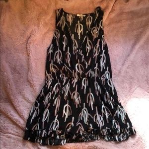 NWT, Cactus Romper, ENTRO brand, ruffle hem, Lined, M